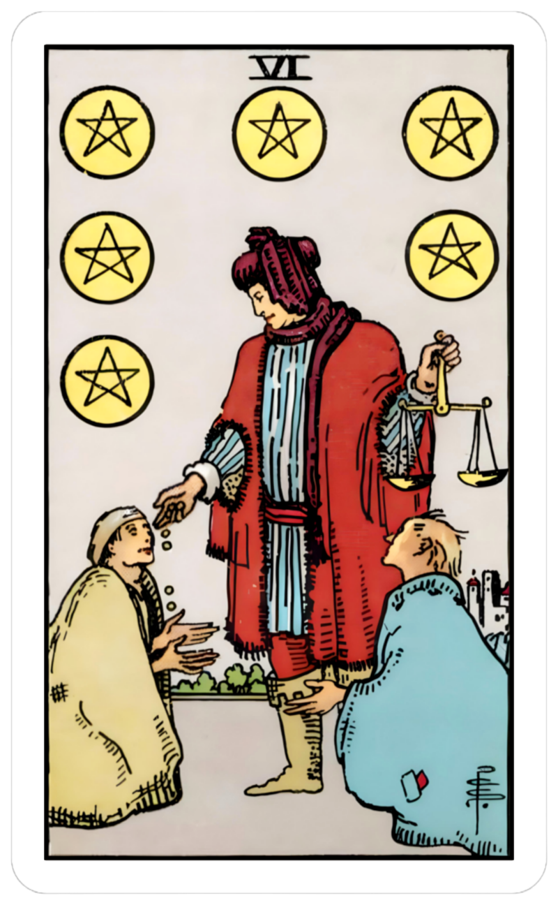 6 pentacles card